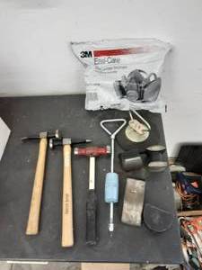 lot 181 image: Auto Body Hammers, Dollies, Dent Pullers, Respirator