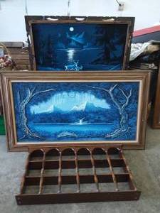 lot 184 image: Tea Cup Shelf & Large Wall Hanging 56x33