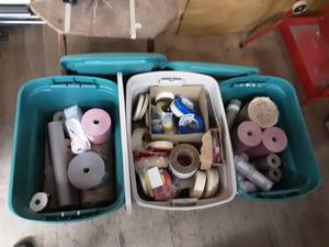 lot 201 image: 3-Totes With Lids With Masking Tape & Paper.  Removal From Upper Loft.