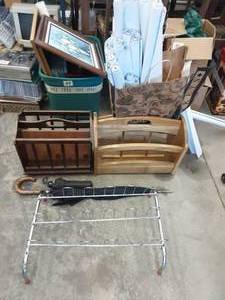 lot 113 image: Shoe Rack, Magazine Rack, Blinds, More