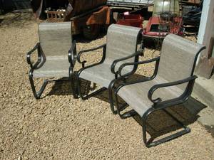 lot 41 image: 3 Hampton Bay Metal Deck Chairs