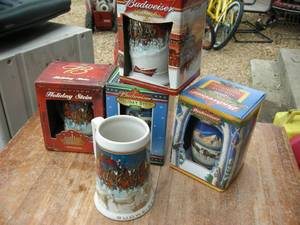 lot 105 image: 5 Budweiser Holiday Stems