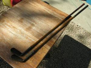 lot 133 image: Antique T.Stewart Wood Shaft Golf Clubs
