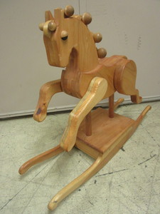 lot 836 image: WOOD ROCKING HORSE, HANDCRAFTED
