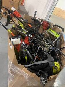 Huge Pallet of Salvage Lawn Equipment - Blowers, Weed Whips, and More