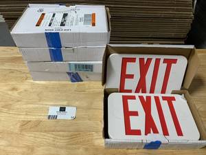 PROGRESS LIGHTING - Lot of 5 Thermoplastic LED Exit Sign with Red Letters