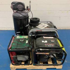 Salvage Pallet - Lot of 3 Generators and 1 Compressor