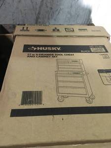 lot 16 image: Pallet of assorted Husky Storage Bins and Tool boxes Customer Returns various conditions