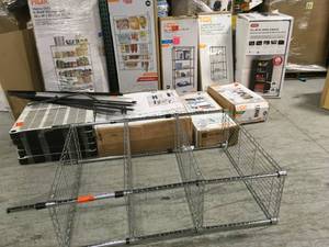 lot 25 image: Pallet with assorted storage shelving units, assorted sizes models and conditions