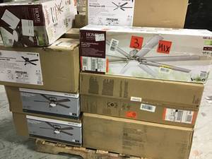 lot 3 image: Pallet of assorted Ceiling Fans various sizes Customer Returns