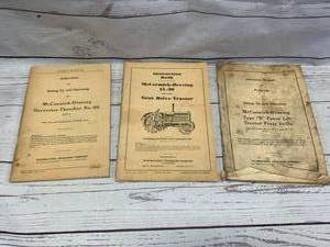 lot 21 image: Lot of 3 Vintage McCormick Deering International Harvester Manuals
