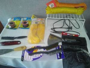 lot 94 image: Tools, rope, wire & more.