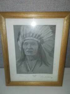 lot 115 image: Numbered pencil Sketch He Dog Sioux Indian Chief