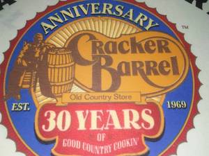 lot 131 image: 2 Cracker Barrel felt banners, old country store 1969