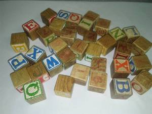 lot 154 image: Vintage Wood Building Letter Blocks.