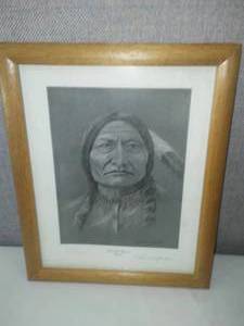 lot 117 image: Numbered pencil Sketch  Sitting Bull Sioux Indian Chief