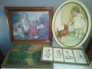 lot 192 image: 4 Framed Vintage and Antique Pictures.