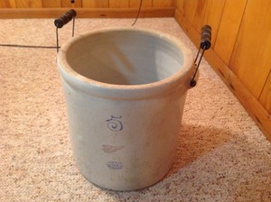 lot 57 image: 5 Gallon Red Wing Crock with Handles