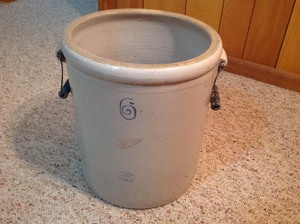 lot 58 image: 6 Gallon Red Wing Crock with Handles