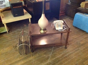 lot 98 image: Cart, Lamp, Phone & Magazine Rack