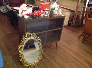 lot 99 image: Cabinet, Mirror & Holiday Decor