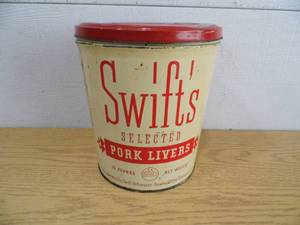 lot 18 image: Swifts Pork Livers Tin Container