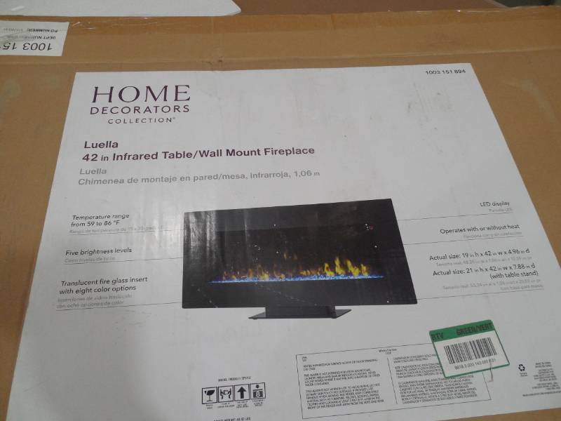 lot 73 image: Home Decorators Collection 42 in. Infrared Wall Mount Electric Fireplace in Black