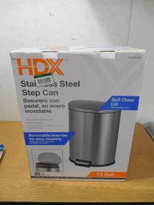 lot 17 image: HDX 13 Gal. Stainless Steel Step-On Trash Can