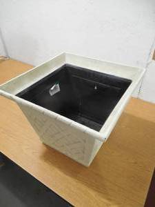 lot 67 image: 17 in. Antique Ivory Bingham Resin Square Planter