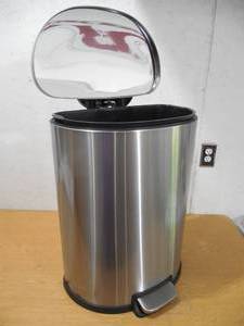 lot 102 image: HDX 13 Gal. Stainless Steel Step-On Trash Can