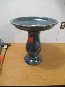 lot 111 image: Southern Patio 20.5 in. Deepsea Blue London Ceramic Birdbath