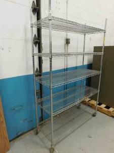 lot 183 image: NSF Storage Shelving Unit - 47.5(w) x 75.5(h) x 18(d)