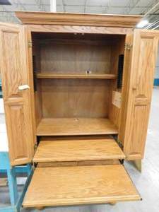 lot 225 image: Enclosed Computer Desk Cabinet - 34.75(w) x 75(h) x 22(d)