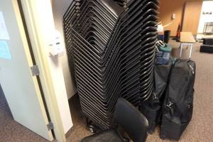 lot 64 image: (25) Black stacking chairs