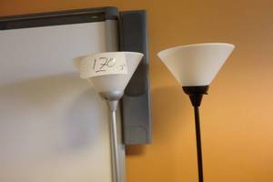 lot 170 image: One silver, one black upcast lights
