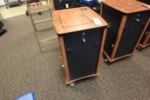 lot 227 image: Wooden AV cart