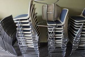 lot 245 image: 21 hard plasticchrome stacking chairs