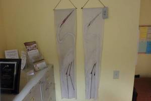 lot 557 image: (4) cloth crane hangings