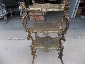 Brass Table Dimensions 21 X 17 X 32 Tall.