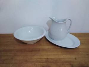 3 Piece Stoneware Water Pitcher & Basin Set