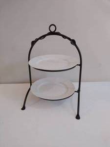 2-Tier Wrought Iron Plate Stand
