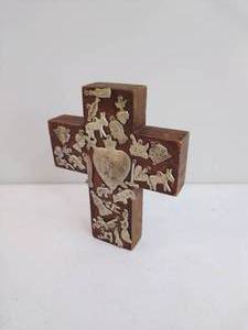 Wooden Cross with Milagros