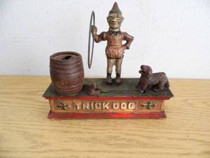 Trick Dog Cast Iron Bank