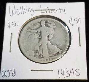 1934-S WALKING LIBERTY SILVER HALF DOLLAR