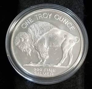 1 TROY OZ. .999 FINE SILVER INDIAN BUFFALO IN AIRTITE