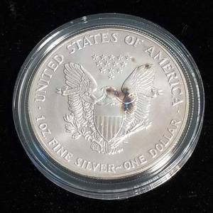 1991 AMERICAN SILVER EAGLE 1 TROY OZ. .999 FINE SILVER IN AIRTITE