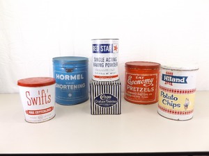 lot 11 image: Lot of 6 Genuine 1950s etc. Advertising Tins