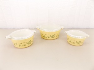 lot 12 image: Lot of Pyrex Shenandoah #473, #474 and #475 Casseroles and Lids