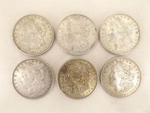 lot 64 image: (6) 1921-D Morgan Silver Dollars