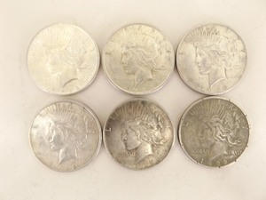 lot 65 image: (6) 1922-D Peace Silver Dollars